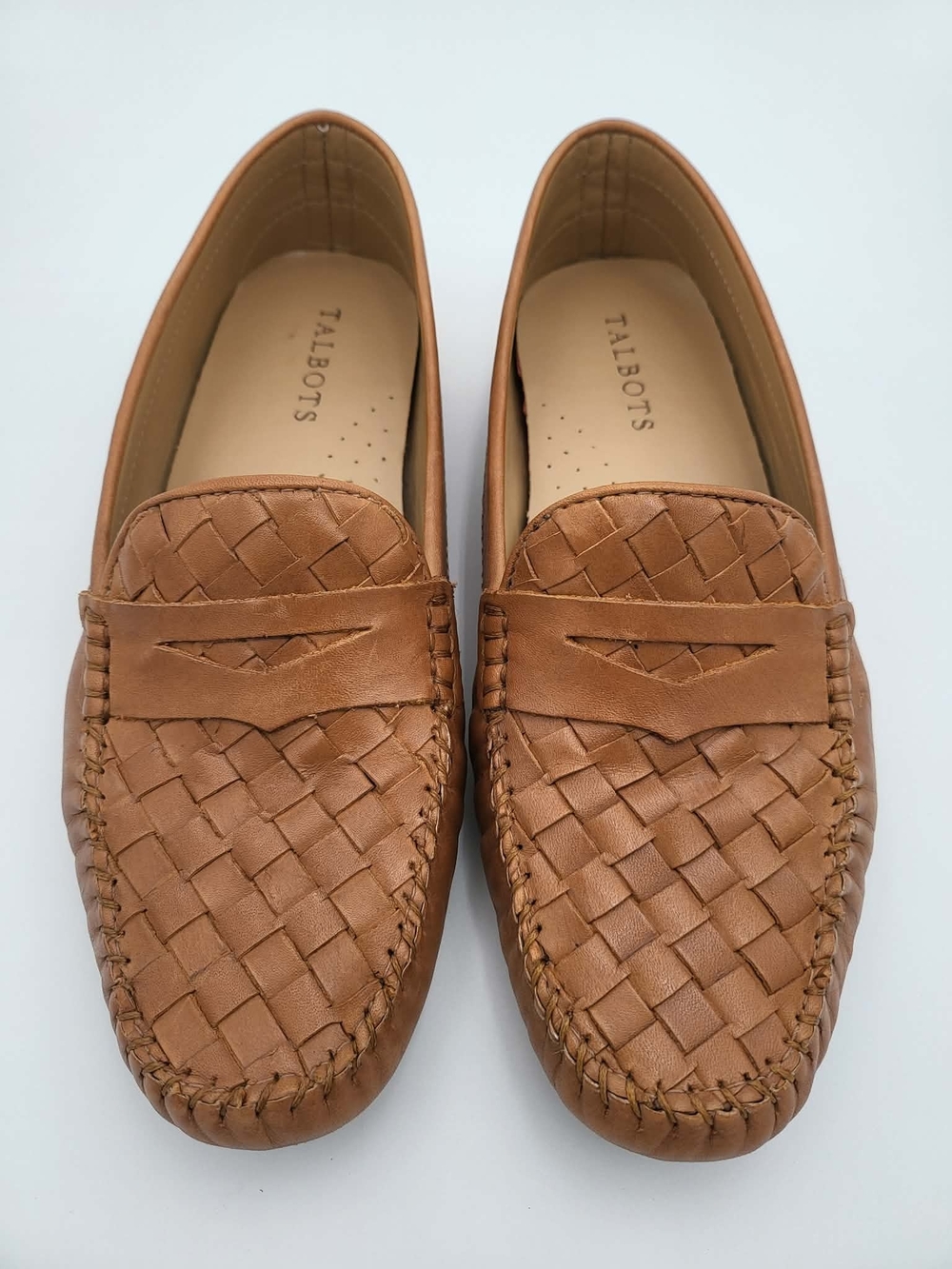 Talbots Womens Woven Leather Loafers in Tan